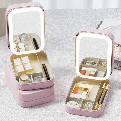 Makeup Treasure Box (Travel Makeup Bag with Multifunctional LED Light)